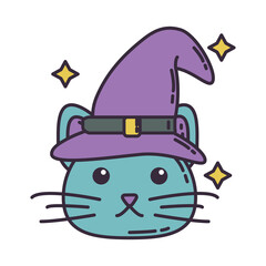 Cat icon with a sorcerer's hat png image with transparent background