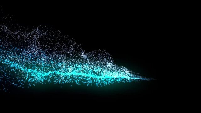 particle flying throught the abstract spiral loop Animation video transparent background with alpha channel.