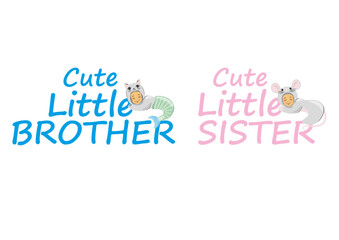 Cute little brother and sister. Cartoonish cute design