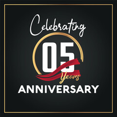 05th year anniversary celebration logo with elegance  
golden ring and white color font numbers isolated vector design