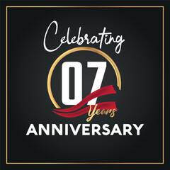 07th year anniversary celebration logo with elegance  
golden ring and white color font numbers isolated vector design