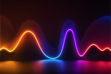 3d render, abstract neon background with glowing pink blue curvy lines