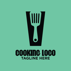 Letter V Spatula Logo Design Template Inspiration, Vector Illustration.