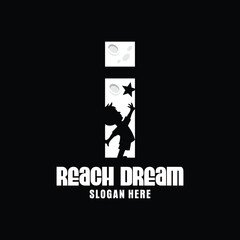 Letter I Reach Dream Logo Design Template Inspiration, Vector Illustration.