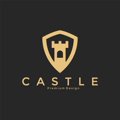 Vector castle tower shield logo