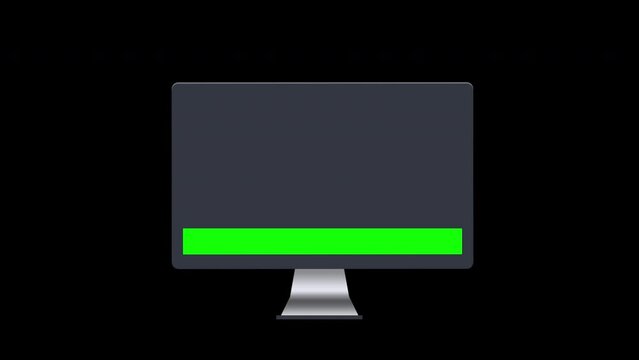 desktop computer monitor screen green screen loop Animation video transparent background with alpha channel.