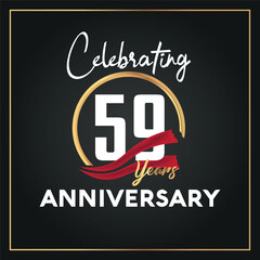 59th year anniversary celebration logo with elegance golden ring and  white color font numbers isolated vector design