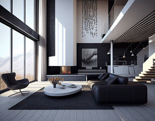 A Large Contemporary Living Room | Generative AI