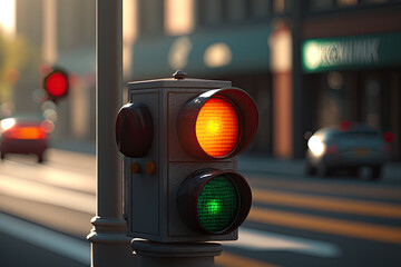 traffic light on the street created with Generative AI technology