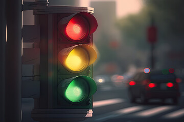 traffic light on the street created with Generative AI technology