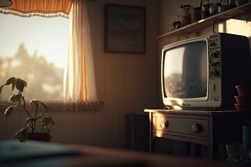 old tv created with Generative AI technology