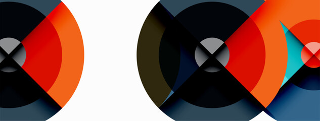 Obraz premium Circles with shadows trendy minimal geometric composition abstract background