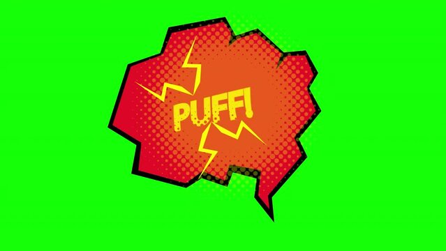 cartoon Puff Comic Bubble speech loop Animation video transparent background with alpha channel.