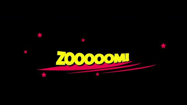 cartoon zoom Comic Bubble speech loop Animation video transparent background with alpha channel.