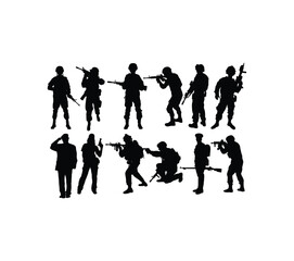 Soldier and Army Force Silhouettes, art vector design
