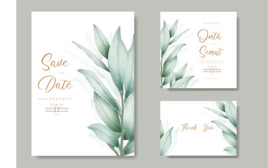 Fototapeta na wymiar watercolor eucalyptus wedding invitation card