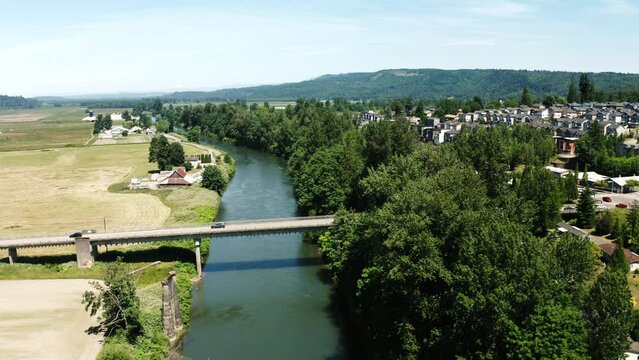 View of Snoqualmie River in Duvall, Washington