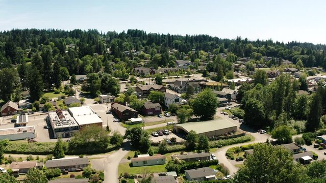 Drone view of downtown Duvall, Washington
