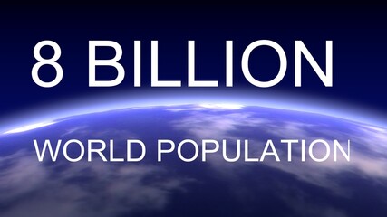 World population text and earth globe