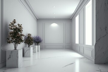 Minimalist Room Decor with Floral Touch - Aesthetic and Bright Space with Flower and Leaf Jar in Daylight