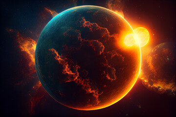 Sun, planet in the solar system.generative ai