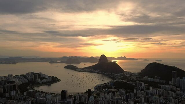 The Sugar Loaf Mountain of Rio de Janeiro during sunrise