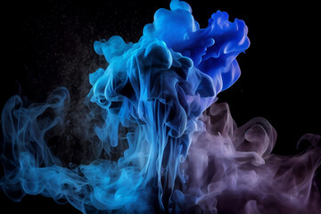 blue smoke dispersion on a black background.generative ai