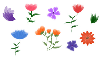 Fototapeta na wymiar Beautiful flowers created in Adobe Illustrator. Brushes have been included in this file, save and use to create your own flowers.