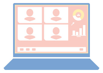 オンライン会議やデータ分析のためのパソコン画面