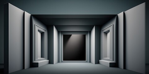 empty room with a window 3d render, ai generated