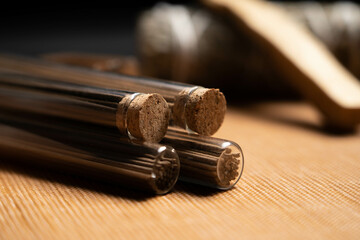 Incense, placed on a bamboo mat