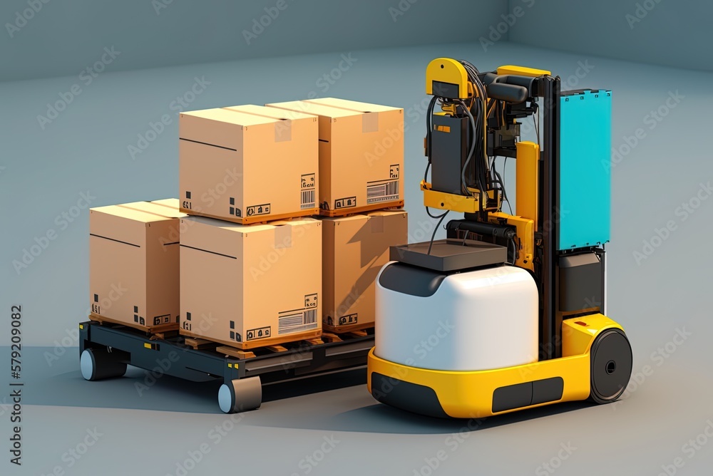 Poster automated guided vehicle for production and maintenance of logistics systems including robotic packi