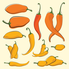 set of chili peppers