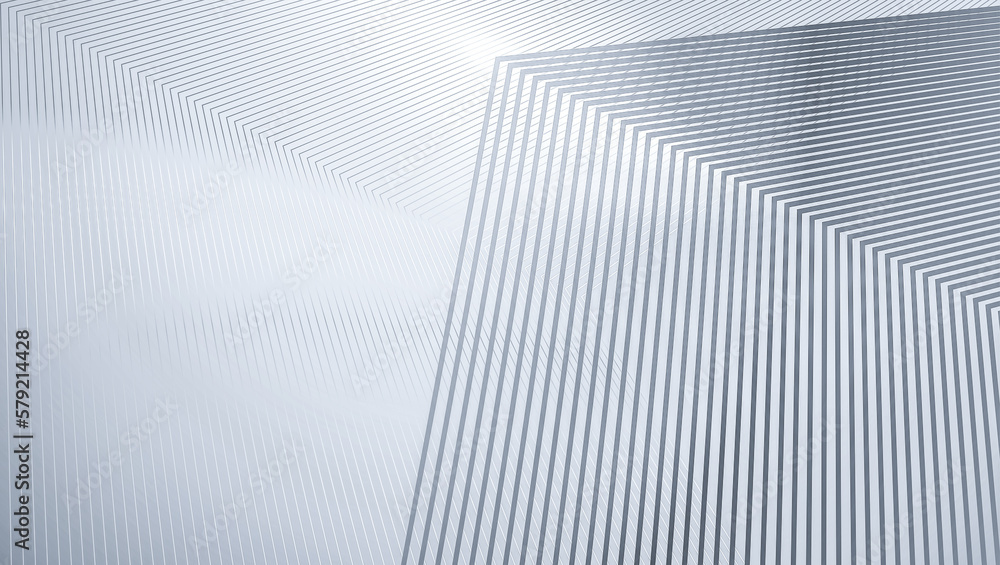 Poster abstract modern architecture background, 3d illustration, horizontal, the silver lines construct the