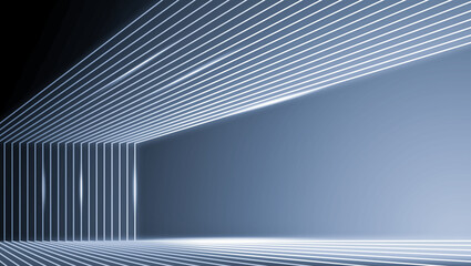 abstract modern architecture background, 3d illustration, horizontal, The silver lines construct the spatial background of extending the sense of space science and technology