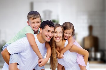 Obraz premium Happy young family with child posing