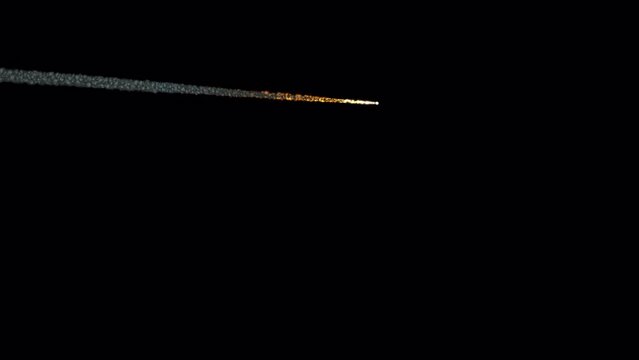 A heavy meteor off in the distance with heavy, long-lasting smoke that hangs in the air. The shot is 4K and comes with and without an alpha channel.