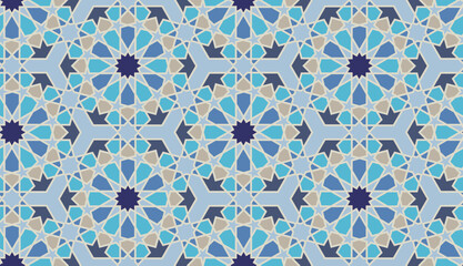 Colorful blue tiles, abstract geometric pattern