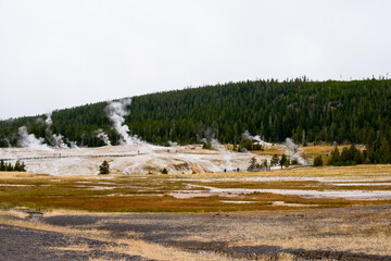 Geyser eruption in Yellowstone National Park