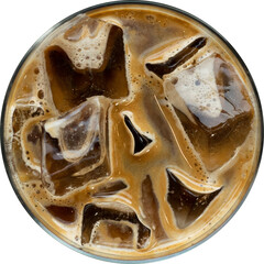 a cup of coffee with ice cubes