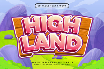 Fototapeta premium high land 3d text effect and editable text effect with jungle background