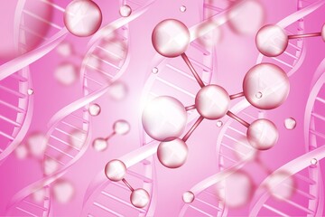 abstract pink background with molecule of cosmetics product