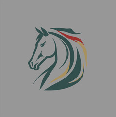 black horse head logo design template, horse animal silhouette illustration