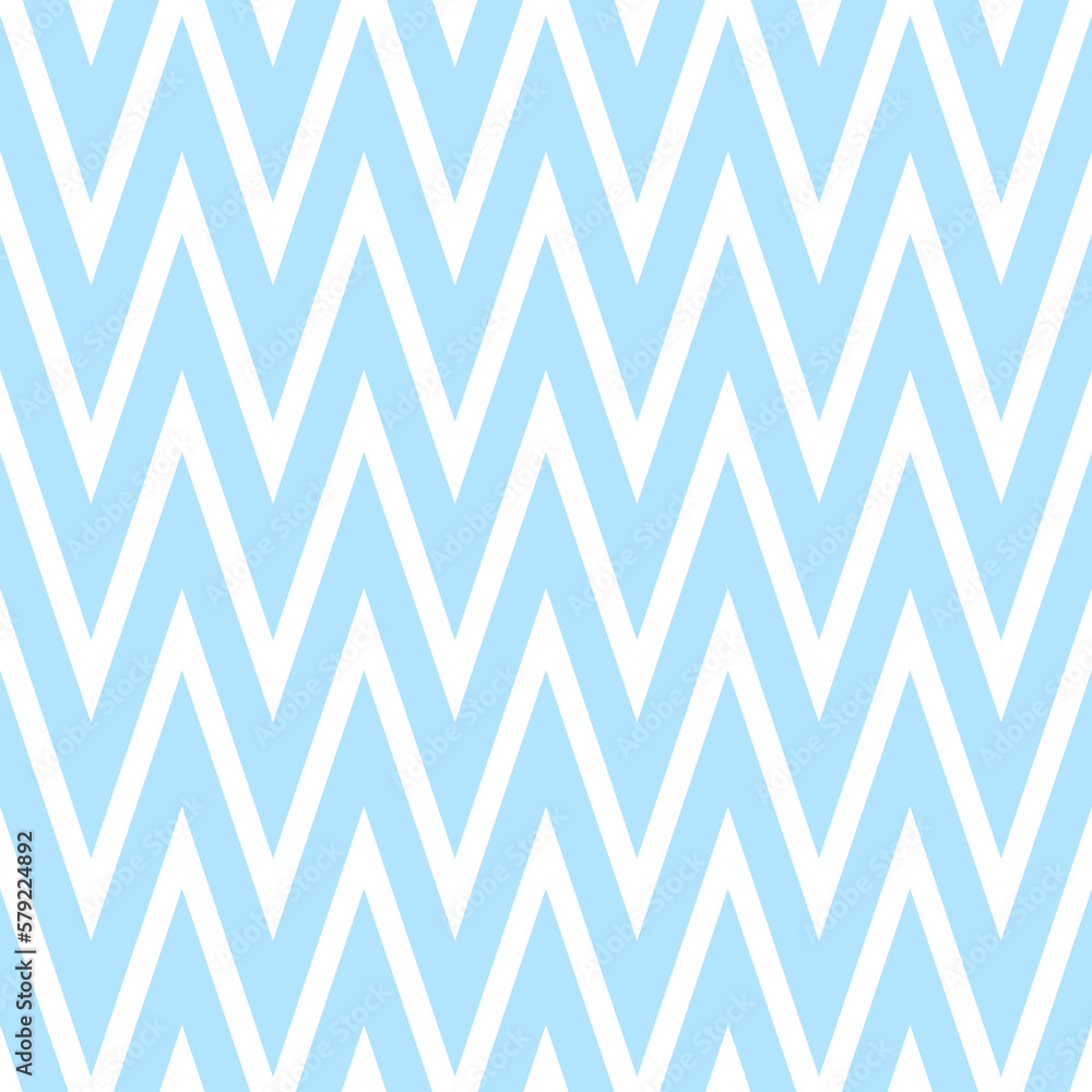 Poster Light blue zigzag seamless pattern. Chevron fabric texture. Abstract zig zag background. Repeating vector wallpaper.