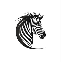 black zebra logo design template, zebra animal silhouette illustration © mohammad