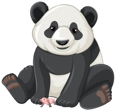 Adult panda with newborn panda