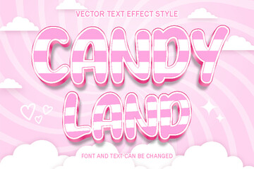 candy sweet cute candyland typography 3d editable text effect style template style background design