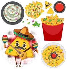Set of Mexican nachos