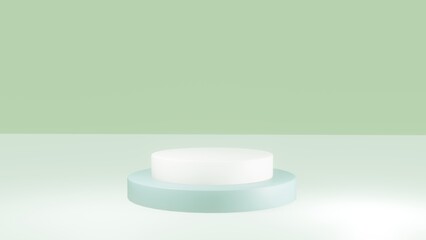 3D Render Soft Green Isolated Empty Single Podium Minimalist Clean Display
