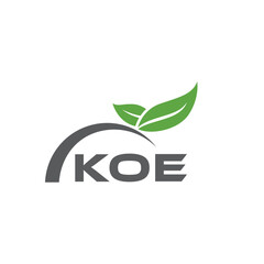 KOE letter nature logo design on white background. KOE creative initials letter leaf logo concept. KOE letter design.
